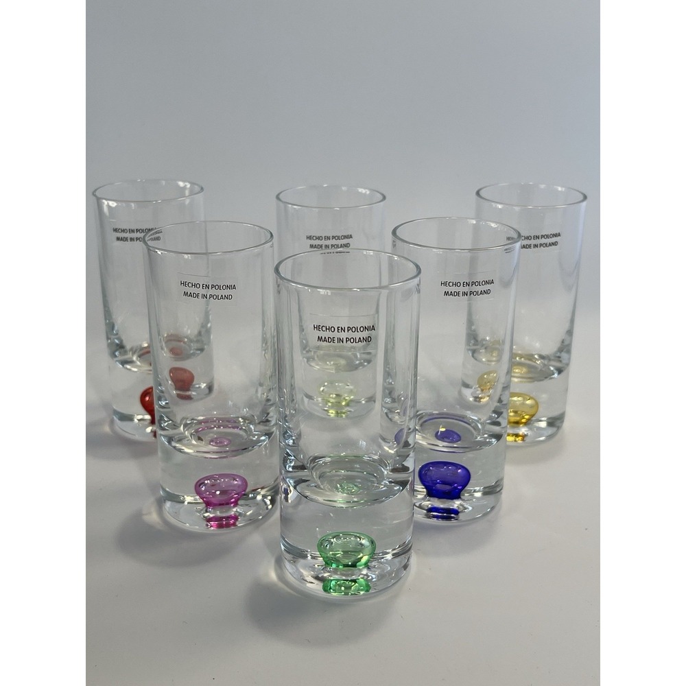 Colin Cowie Multicolor Bubbles Set of Six JC Penney Made In‎ Poland Shot Glass